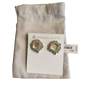Kendra Scott Abelia Earrings Dichroic Glass Statement‎ Stud in Gold NEW $130